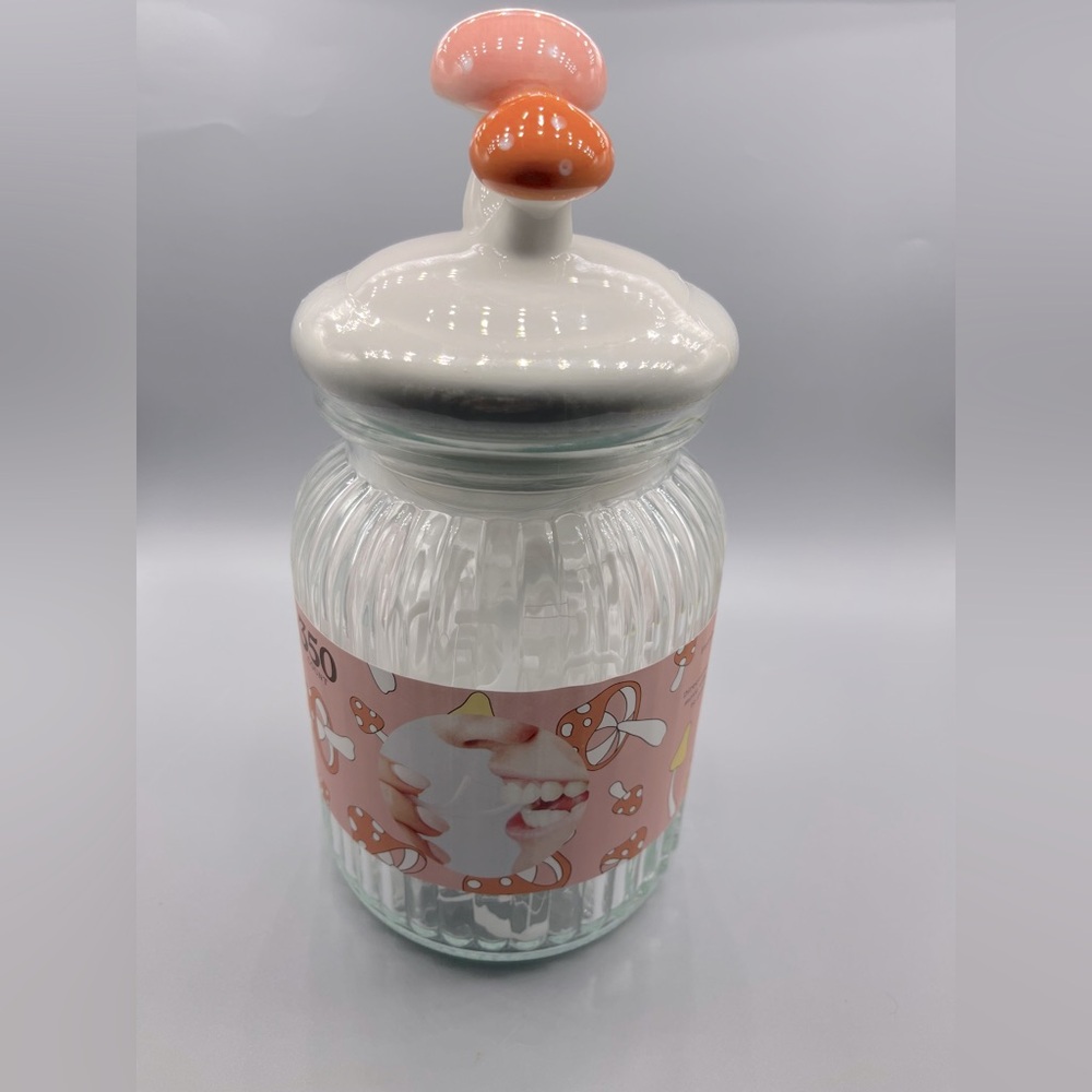 Kensie Floss Picks Jar with Pink and Orange Design